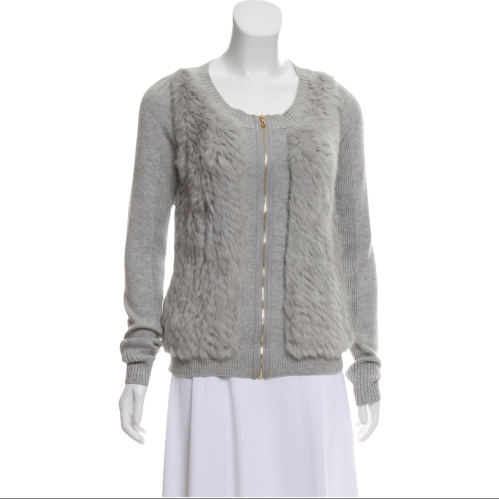Anthropologie Leifdotter fur accent zip front sweater